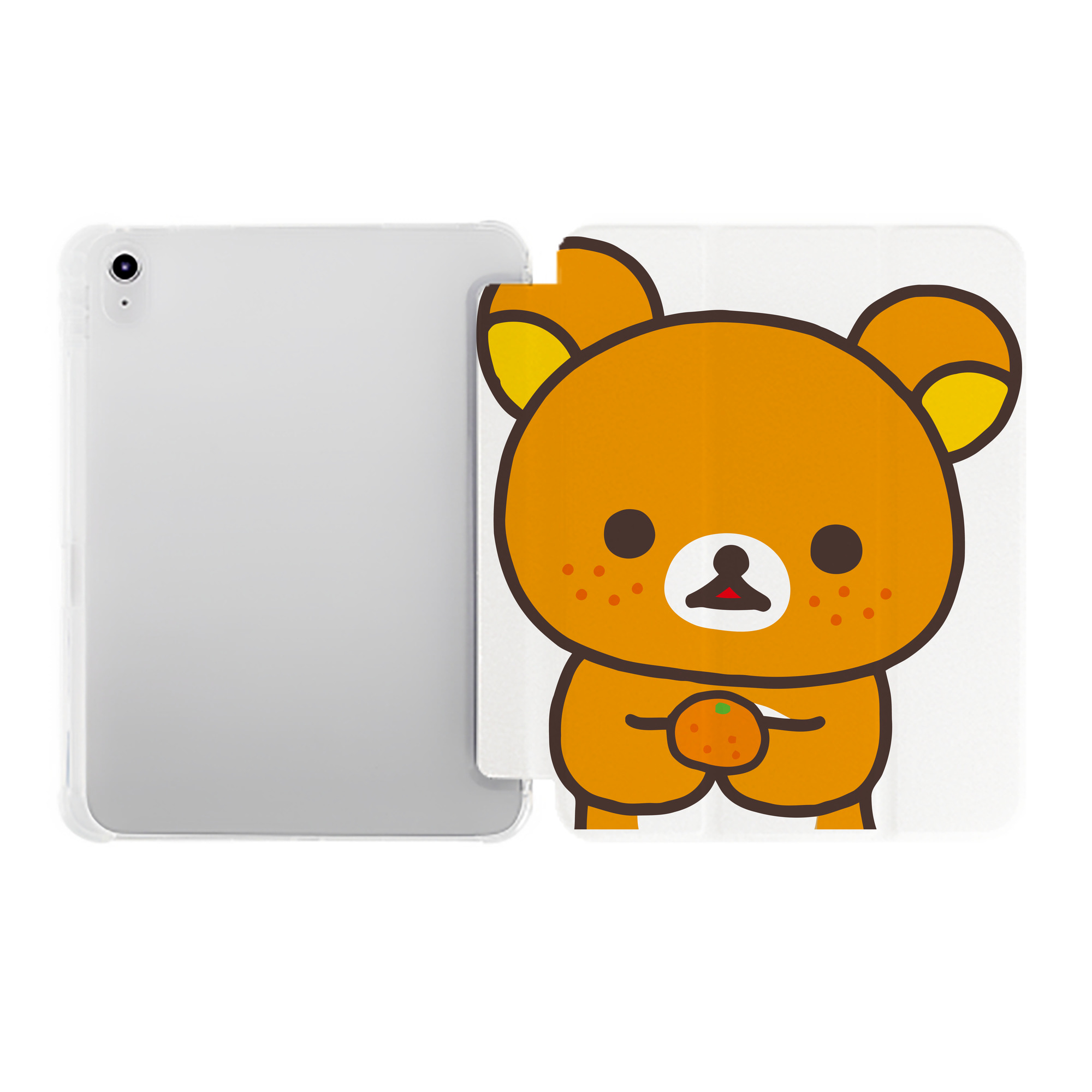 （画像用） リラックマ リラックマ キイロイトリ Rilakkuma Korilakkuma Kiiroitori IPad ケース ペン収納付き 三つ折りスタンド PUレザー×シリコン 対応機種9.5/10.5/10.9インチ